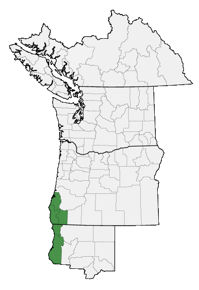 Map of where Pseudotrillium rivale is found